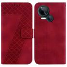 For Tecno Spark 10 5G 7-shaped Embossed Leather Phone Case(Red) - 1