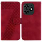 For Tecno Spark 10 Pro 7-shaped Embossed Leather Phone Case(Red) - 1