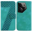 For Tecno Camon 20 Premier 5G 7-shaped Embossed Leather Phone Case(Green) - 1