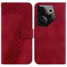 For Tecno Camon 20 Premier 5G 7-shaped Embossed Leather Phone Case(Red) - 1