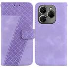 For Tecno Spark 20 Pro Seven-shaped Embossed Leather Phone Case(Purple) - 1