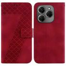 For Tecno Spark 20 Pro 7-shaped Embossed Leather Phone Case(Red) - 1