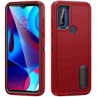 For Motorola G Pure 2021 Rugged PC + Silicone Phone Case with Holder(Red+Black) - 1