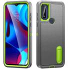 For Motorola G Pure 2021 Rugged PC + Silicone Phone Case with Holder(Grey+Fresh Green) - 1