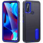 For Motorola G Pure 2021 Rugged PC + Silicone Phone Case with Holder(Dark Blue+Royal Blue) - 1