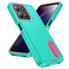 For Motorola Moto G 5G 2025 Rugged PC + Silicone Phone Case with Holder(Light Green+Rose Red) - 2