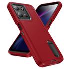 For Motorola Moto G 5G 2025 Rugged PC + Silicone Phone Case with Holder(Red+Black) - 2
