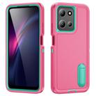 For Motorola Moto G 5G 2025 Rugged PC + Silicone Phone Case with Holder(Rose Red+Light Green) - 1
