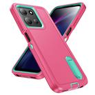 For Motorola Moto G 5G 2025 Rugged PC + Silicone Phone Case with Holder(Rose Red+Light Green) - 2