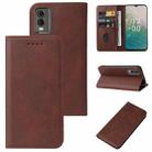 For Nokia C32 Magnetic Closure Leather Phone Case(Brown) - 1