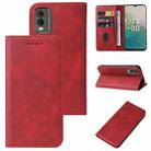 For Nokia C32 Magnetic Closure Leather Phone Case(Red) - 1