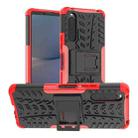 For Sony Xperia 10 V Tire Texture TPU + PC Phone Case with Holder(Red) - 1
