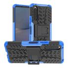 For Sony Xperia 10 V Tire Texture TPU + PC Phone Case with Holder(Blue) - 1