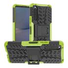 For Sony Xperia 10 V Tire Texture TPU + PC Phone Case with Holder(Green) - 1