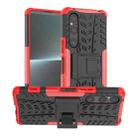 For Sony Xperia 1 V Tire Texture TPU + PC Phone Case with Holder(Red) - 1