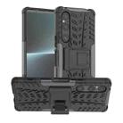 For Sony Xperia 1 V Tire Texture TPU + PC Phone Case with Holder(Black) - 1