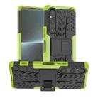 For Sony Xperia 1 V Tire Texture TPU + PC Phone Case with Holder(Green) - 1