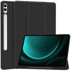 For Samsung Galaxy Tab S9 FE+ / S10+ 3-Fold Pure Color TPU Smart Leather Tablet Case with Pen Slot(Black) - 1