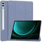 For Samsung Galaxy Tab S9 FE+ / S10+ 3-Fold Pure Color TPU Smart Leather Tablet Case with Pen Slot(Lavender) - 1