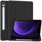 For Samsung Galaxy Tab S9 FE / S10 FE 3-Fold Pure Color TPU Smart Leather Tablet Case with Pen Slot(Black) - 1