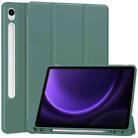 For Samsung Galaxy Tab S9 FE / S10 FE 3-Fold Pure Color TPU Smart Leather Tablet Case with Pen Slot(Dark Green) - 1