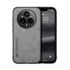 For Realme 14 Pro+ Skin Feel Magnetic Leather Back Phone Case(Light Grey) - 1