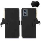 For Motorola Moto G 5G 2023 Genuine Leather Magnetic RFID Leather Phone Case(Black) - 1