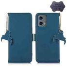 For Motorola Moto G 5G 2023 Genuine Leather Magnetic RFID Leather Phone Case(Blue) - 1