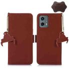 For Motorola Moto G 5G 2023 Genuine Leather Magnetic RFID Leather Phone Case(Coffee) - 1