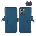 For Motorola Moto G14 4G Genuine Leather Magnetic RFID Leather Phone Case(Blue) - 1