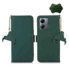 For Motorola Moto G14 4G Genuine Leather Magnetic RFID Leather Phone Case(Green) - 1