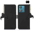 For Motorola Edge 40 Neo Genuine Leather Magnetic RFID Leather Phone Case(Black) - 1