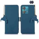 For Motorola Edge 40 Neo Genuine Leather Magnetic RFID Leather Phone Case(Blue) - 1