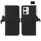 For Motorola Moto G54 5G Genuine Leather Magnetic RFID Leather Phone Case(Black) - 1