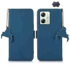 For Motorola Moto G54 5G Genuine Leather Magnetic RFID Leather Phone Case(Blue) - 1