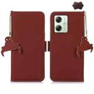 For Motorola Moto G54 5G Genuine Leather Magnetic RFID Leather Phone Case(Coffee) - 1