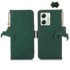 For Motorola Moto G54 5G Genuine Leather Magnetic RFID Leather Phone Case(Green) - 1