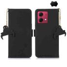 For Motorola Moto G84 5G Genuine Leather Magnetic RFID Leather Phone Case(Black) - 1