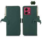 For Motorola Moto G84 5G Genuine Leather Magnetic RFID Leather Phone Case(Green) - 1