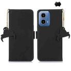 For Motorola Moto G34 Genuine Leather Magnetic RFID Leather Phone Case(Black) - 1