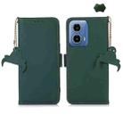 For Motorola Moto G34 Genuine Leather Magnetic RFID Leather Phone Case(Green) - 1