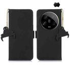 For Motorola Moto G24 / G04 Genuine Leather Magnetic RFID Leather Phone Case(Black) - 1