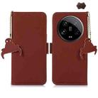 For Motorola Moto G24 / G04 Genuine Leather Magnetic RFID Leather Phone Case(Coffee) - 1