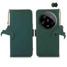 For Motorola Moto G24 / G04 Genuine Leather Magnetic RFID Leather Phone Case(Green) - 1