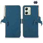 For Motorola Moto G64 5G Genuine Leather Magnetic RFID Leather Phone Case(Blue) - 1