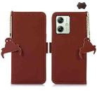 For Motorola Moto G64 5G Genuine Leather Magnetic RFID Leather Phone Case(Coffee) - 1