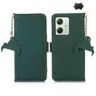 For Motorola Moto G64 5G Genuine Leather Magnetic RFID Leather Phone Case(Green) - 1