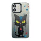 For iPhone 12 Cute Animal Pattern Series PC + TPU Phone Case(Black Cat) - 1