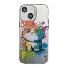 For iPhone 14 Cute Animal Pattern Series PC + TPU Phone Case(Looking Up Fat Cat) - 1