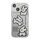 For iPhone 15 Plus Cute Animal Pattern Series PC + TPU Phone Case(White Puppy) - 1